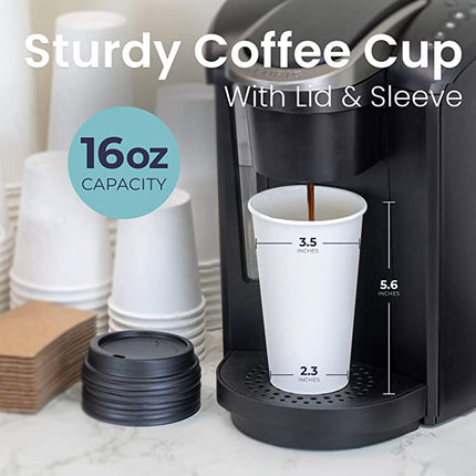 16OZ White Coffee Paper Cups Plain | 1000 Units
