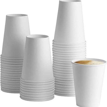 12OZ White Coffee Paper Cups Plain | 1000 Units