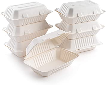 9"X6"X3" Clamshell Bagasse Containers-1Comb | 200pc