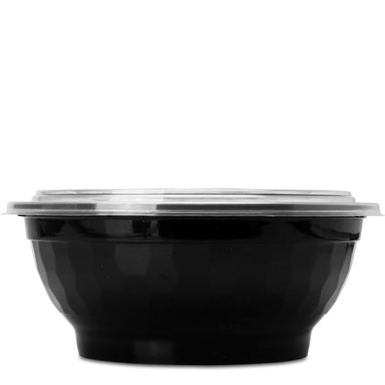 38oz Pho Soup Container Plastic Bowl & Lids Set | Black | 150 Units