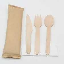 Bamboo Medium Duty | 4pc | Fork + Spoon + Knife + Napkin | 500 Units
