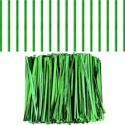 Twist Ties | 4" | Green / White Strips | 2000pcs 2000pcs