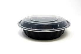 16 oz Round Containers w Lids (Black)